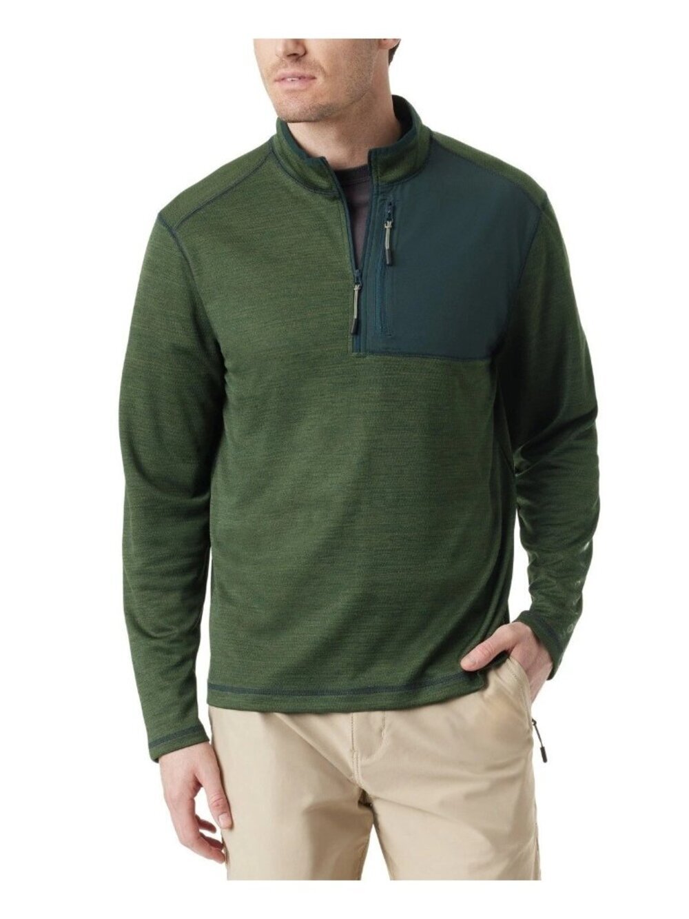 NWT Bass Outdoor Men's S  Quarter-Zip Pullover Sweatshirt Outdoor Green J2041